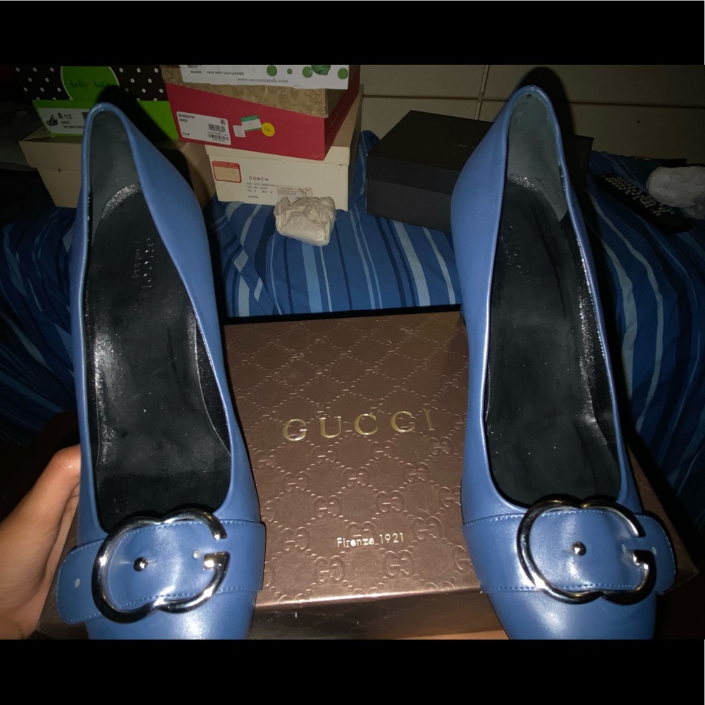 Authentic Blue softskin Gucci Heels